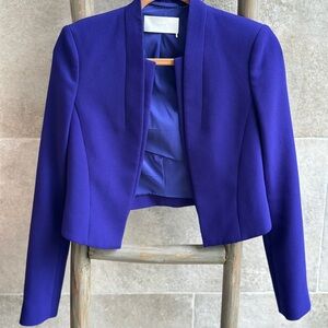 BOSS size 2 Elegant Blue Cropped Women's Jacket business dress